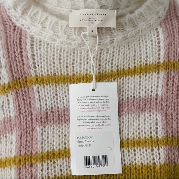 🚫Sold🚫 Sezane Sweater Striped Jumper Cream BNWT - Picture 8 of 9
